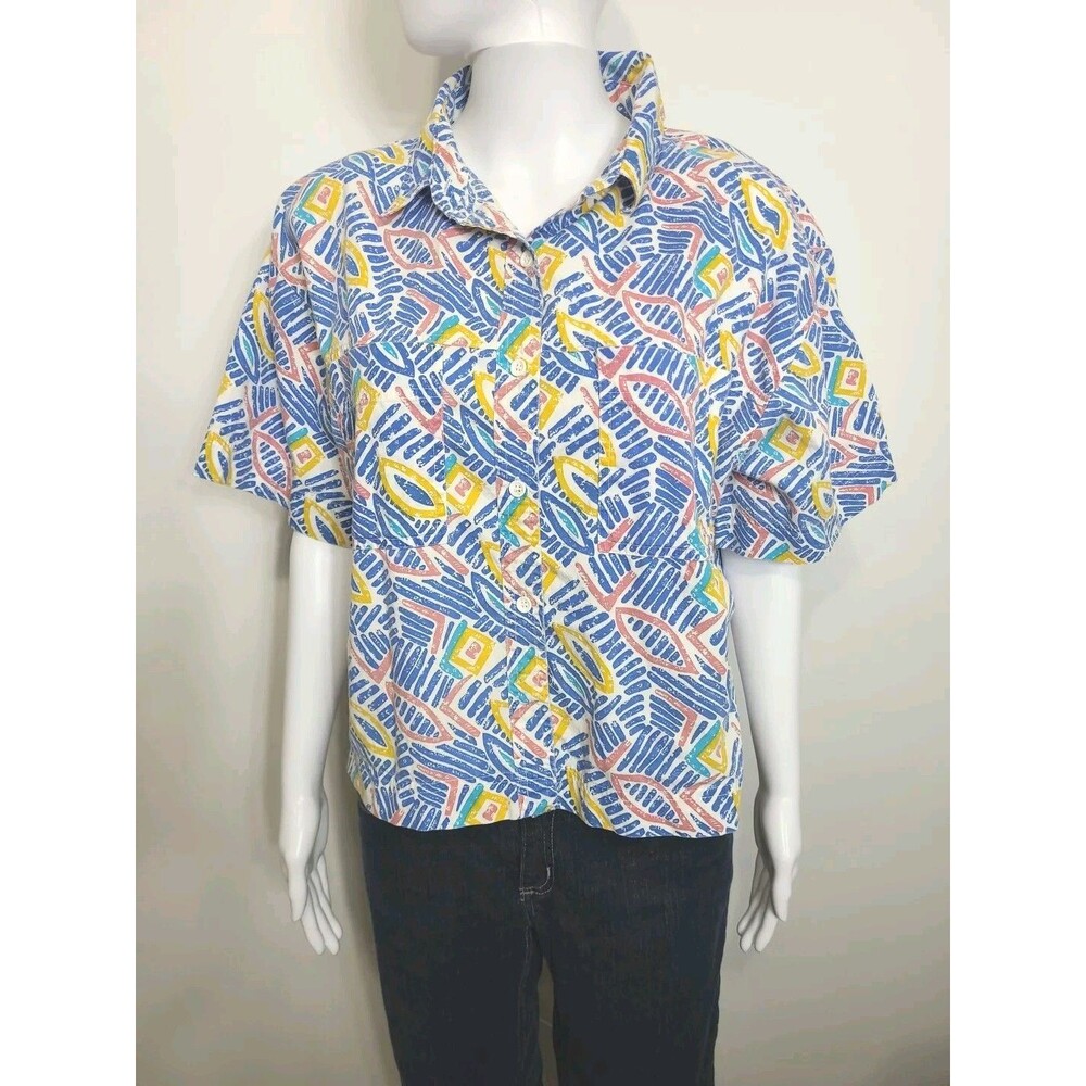 Steffano World Wide Vintage Top Womens Size Large Short Sleeve 100% Cotton